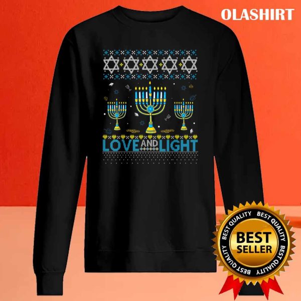 New Love And Light Hanukkah Ugly Sweater T-shirt , Trending Shirt