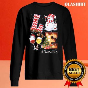 New Love Nanalife Snowman Christmas Tree Snow Funny T shirt 2