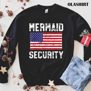 New Mermaid Security T-shirt, American Flag Beach Pool Party