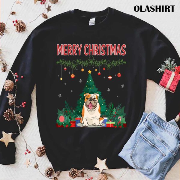 New Merry Christmas English Bulldog T-shirt , Trending Shirt