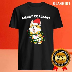 New Merry Corgmas Corgi Dog Christmas Lights Santa Design T shirt 4