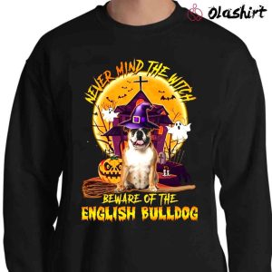 New Never Mind The Witch Beware Of The English Bulldog Halloween Pumpkin shirt