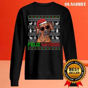 New Rhodesian Ridgeback Dog Feliz Navidog Funny Christmas T-shirt