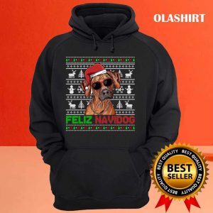 New Rhodesian Ridgeback Dog Feliz Navidog Funny Christmas T shirt 3