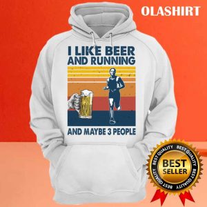 New Running Shirt I Like Beer And Running And Maybe 3 People Vintage T-shirt