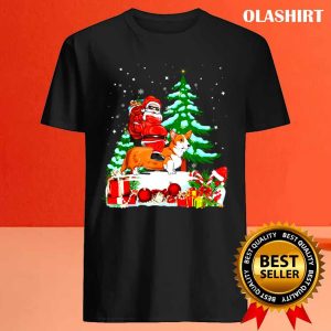 New Santa Riding Corgi Dog Theme Christmas Corgi T Shirt 4