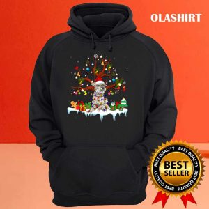 New Santa Schnauzer Dog Wearing Christmas Hat Tree Lights T shirt 3