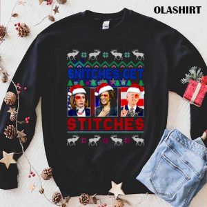 New Snitches Get Stitches Xmas Anti Biden T shirt 1