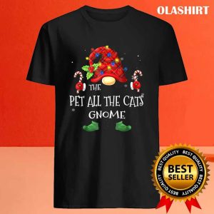 New The Pet All The cats Gnome Buffalo Plaid Christmas Tree Ligh T shirt 4