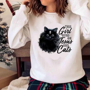 New This Girl Runs On Jesus And Cats Shirt , Trending Shirt