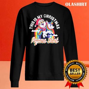 New This Is My Christmas Pajama Santa Riding Unicorn Xmas Gift T shirt 2