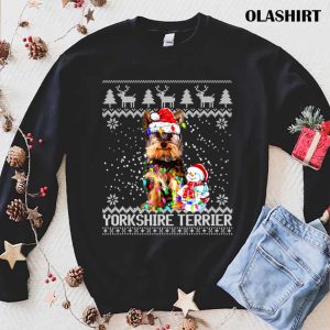 New Ugly Sweater Christmas Yorkshire Dog Head Xmas Yorkshire Dog T shirt 1