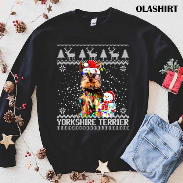 New Ugly Sweater Christmas Yorkshire Dog Head Xmas Yorkshire Dog T-shirt