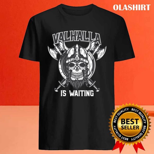 New Viking Skull With Helmet Axes T-shirt , Trending Shirt