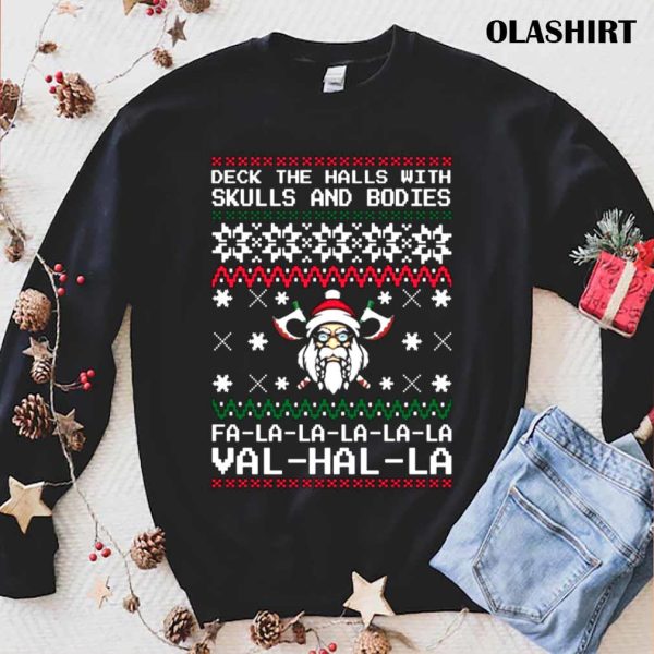 New Viking Ugly Christmas, Deck The Halls With Skulls