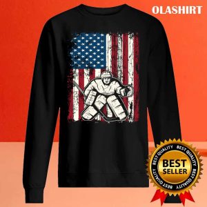 New Vintage Usa American Flag Ice Hockey Goalie Winter Sports T shirt 2