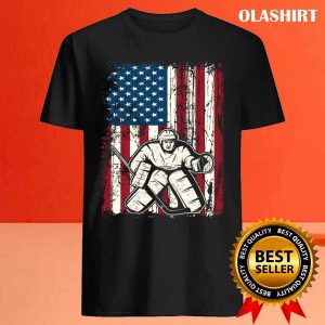 New Vintage Usa American Flag Ice Hockey Goalie Winter Sports T shirt 4