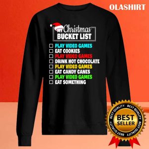 New Xmas Bucket List Santa Hat Funny Video Gamer Boys Christmas T shirt 2