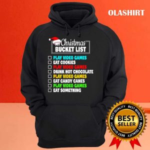 New Xmas Bucket List Santa Hat Funny Video Gamer Boys Christmas T shirt 3