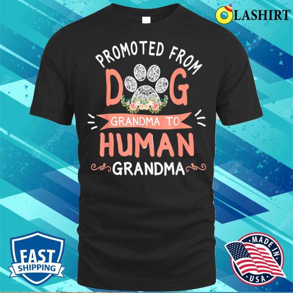 Nice Promoted F.rom Dog Grandma To H.uman Grandma Mother’s Day T-shirt