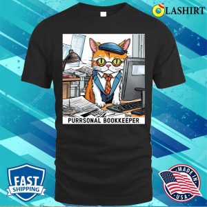 Office Cat T-shirt, Purrsonal Bookkeeper T-shirt