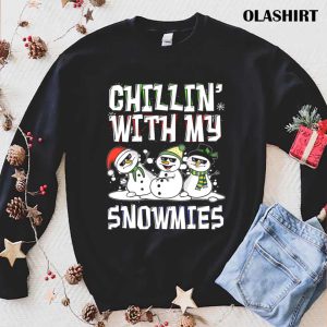 Official Chillin With My Snowmies Snowman Funny Ugly Christmas T shirt 1