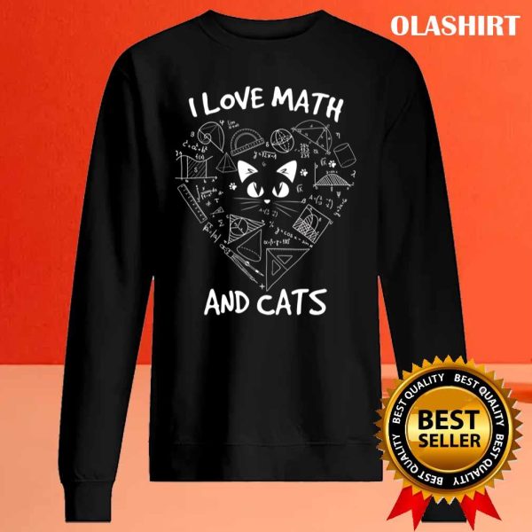 Official I Love Math And Cats Cute Kitty Cat Feline Lover T-shirt