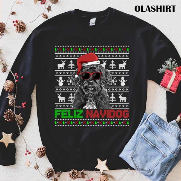 Official Portuguese Water Dog Feliz Navidog Funny Christmas T-shirt