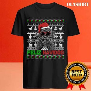 Official Portuguese Water Dog Feliz Navidog Funny Christmas T shirt 4