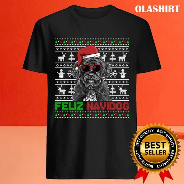 Official Portuguese Water Dog Feliz Navidog Funny Christmas T-shirt