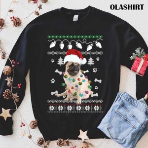 Official Pug Dog Santa Hat Ugly Christmas Sweater Happy Holidays Season T shirt 1