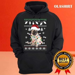 Official Pug Dog Santa Hat Ugly Christmas Sweater Happy Holidays Season T shirt 3