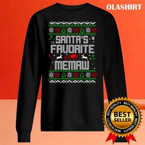 Official Santas Favorite Memaw For Women Gift Ugly Christmas Shirt 2