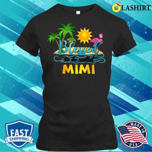 Official Sea Art Flamingo Funny Blessed To Be Called Mimi Outfit Mom T shirt 2