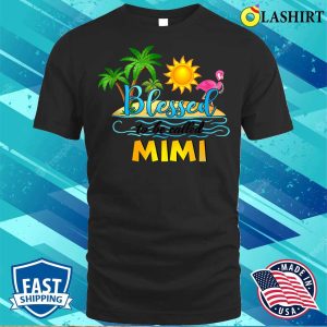 Official Sea Art Flamingo Funny Blessed To Be Called Mimi Outfit Mom T shirt 3