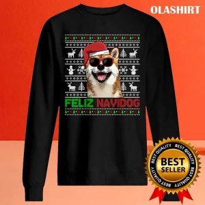 Official Shiba Inu Dog Feliz Navidog Funny Christmas T shirt 2