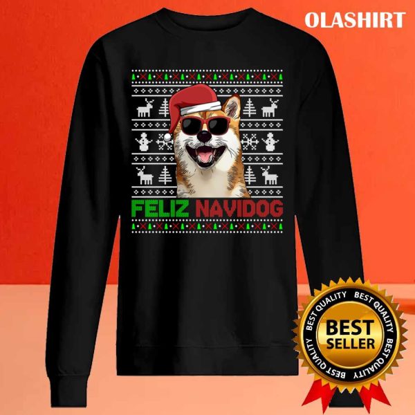 Official Shiba Inu Dog Feliz Navidog Funny Christmas T-shirt