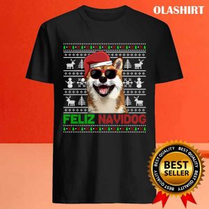 Official Shiba Inu Dog Feliz Navidog Funny Christmas T shirt 4