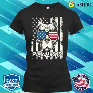 Pitbull Dad Distressed American Flag Usa Patriotic 4th Of July T-shirt