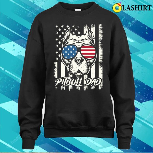 Pitbull Dad Distressed American Flag Usa Patriotic 4th Of July T-shirt