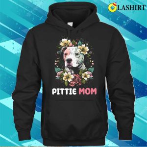 Pittie Mom Pitbull Dog Lovers Mothers Day Flower Floral T shirt 3