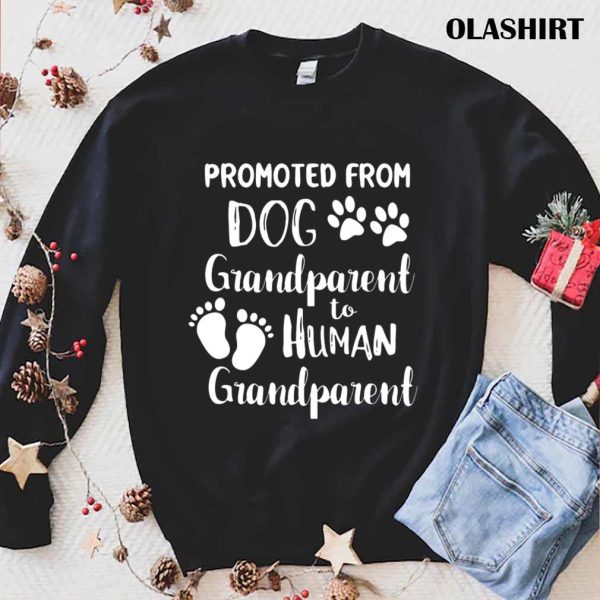 Promoted From Dog Grandparent To Human Grandparent T-shirt