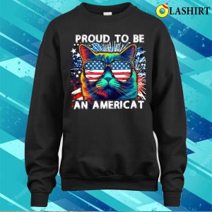 Proud To Be An American Cat Usa Flag 4th Of July T shirt 4