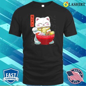 Ramen Cat Neko Kawaii Anime Japanese Noodles Gift Lucky Cats T shirt 1