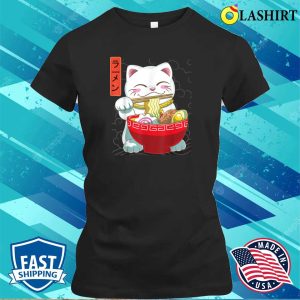 Ramen Cat Neko Kawaii Anime Japanese Noodles Gift Lucky Cats T shirt 2