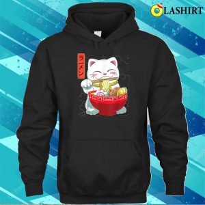 Ramen Cat Neko Kawaii Anime Japanese Noodles Gift Lucky Cats T shirt 3