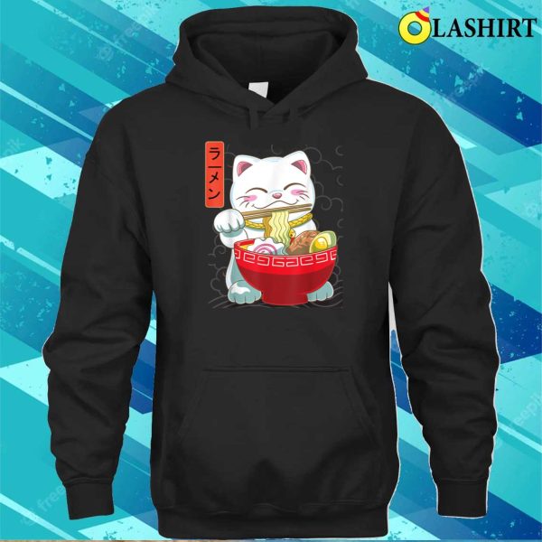 Ramen Cat Neko Kawaii Anime Japanese Noodles Gift Lucky Cats T-shirt