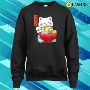 Ramen Cat Neko Kawaii Anime Japanese Noodles Gift Lucky Cats T shirt 4