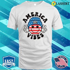 Retro Comfort America Vibes Shirt America Emoji Shirt Happy 4th Of July Shirt 2