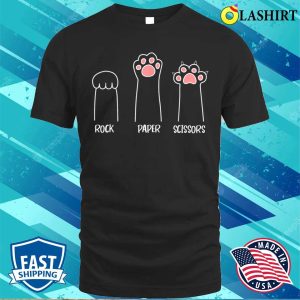 Rock Paper Scissors Hand Game Cute Paw Funny Cat T shirt 1